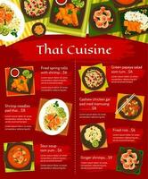 Tailandia cocina vector menú modelo tailandés comidas