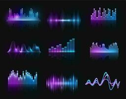 música ecualizadores, vector audio o radio olas conjunto