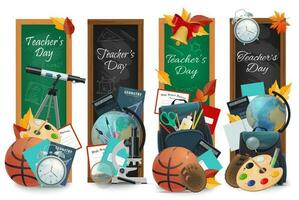 Teachers day chalkboards vector banners