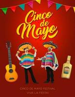 Cinco de Mayo mariachi, Mexican holiday fiesta vector