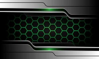 Abstract green hexagon mesh grey silver black cyber design modern luxury futuristic technology background vector