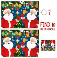Christmas game of find differences with Santa vector