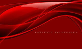 Abstract glass glossy curve wave on red design modern luxury futuristic background vector