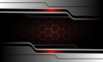 Abstract red hexagon mesh grey silver black cyber design modern luxury futuristic technology background vector
