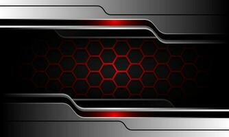 Abstract red hexagon mesh grey silver black cyber design modern luxury futuristic technology background vector