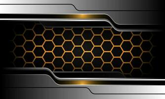 Abstract gold hexagon mesh grey silver black cyber design modern luxury futuristic technology background vector