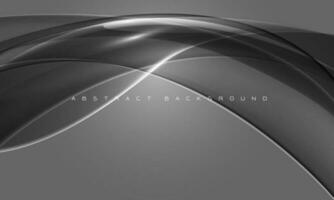 Abstract glass glossy curve wave on grey design modern luxury futuristic background vector