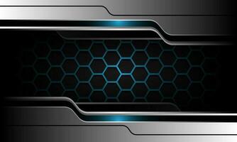 Abstract blue hexagon mesh grey silver black cyber design modern luxury futuristic technology background vector