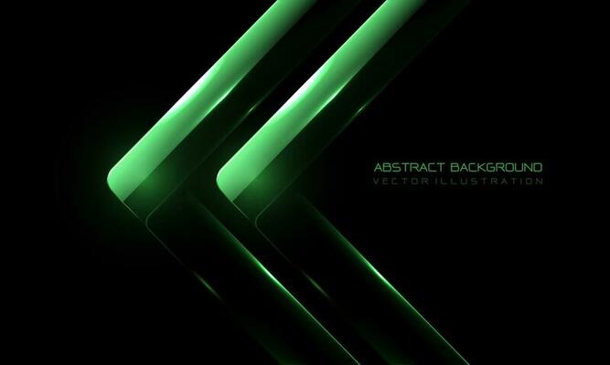 Abstract twin green arrow grass glossy direction geometric on black design modern luxury futuristic technology creative background vector
