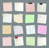 Blank paper notes, sticker notepads and to do memo vector