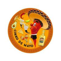 Cinco de Mayo vector icon, mariachi jalapenos