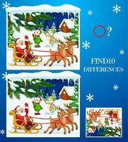 niños encontrar diferencias Navidad laberinto con Papa Noel vector