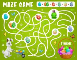 Kid maze game help Easter rabbit choose right path vector