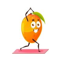 Mango cartoon character fitness yoga pilates sport vector