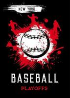 béisbol playoffs vector póster deporte grunge tarjeta