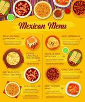 Mexican cuisine vector menu, Mexico meals