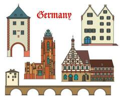 Germany landmarks architecture, German city houses vector