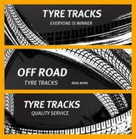 Tire prints, tyre tracks with grunge stained spots vector