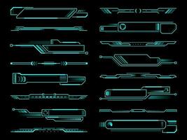 HUD futuristic info box, display, borders elements vector