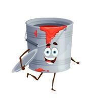 Paint bucket cartoon character, renovation works vector