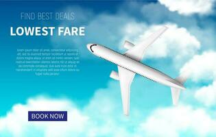 Lowest fare vector poster, cheap flight promotion