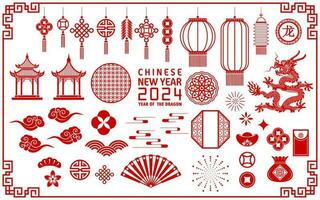 Happy chinese new year 2024 year of the chinese dragon zodiac vector