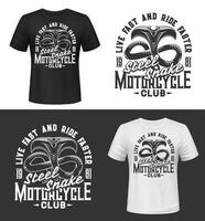 Tshirt print with cobra, motorcycle club mascot vector