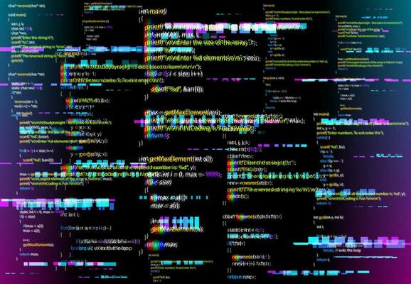 Abstract background with glitched program code
