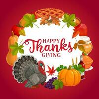 Happy Thanks Giving vector round frame, greeting