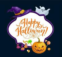 Happy Halloween trick or treat party frame vector