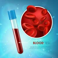 Blood test vector medicine poster with 3d red cell