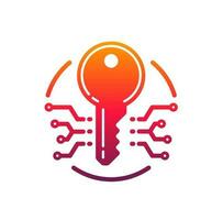 Cyber security and protection key vector icon