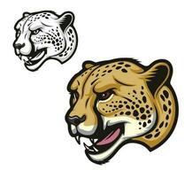 Angry cheetah animal mascot, roaring wild cat head vector