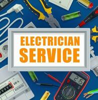 Electrician service, power industry vector banner