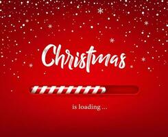 Christmas loading bar, candy cane, snow background vector