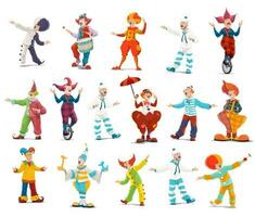 Circus clowns, cartoon vector big top characters