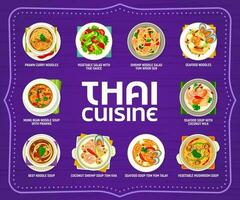 Thai cuisine menu, Thailand food and Asian dishes vector