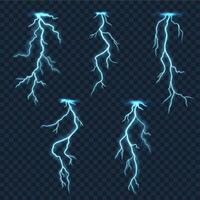 Lightnings and thunder bolts of thunderstorm vector