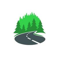 Road in forest icon, highway or path way asphalt vector