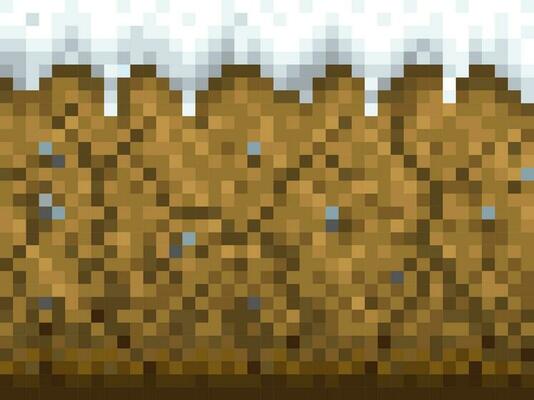 Pixel game background with snow and ground pattern