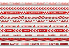 Red security warning vector tapes with typography
