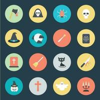 Set of Scary Halloween Flat Icons vector