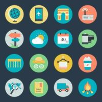 Bundle of Travel Planning Icons in Flat Style vector