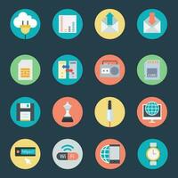 Bundle of Online Communication and Media Flat Icons vector