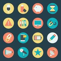 Collection of Flat Style Media Accessories Icons vector