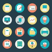 Set of Office Equipment Flat Icons vector