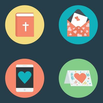 Set of Invitations Icons in Flat Style