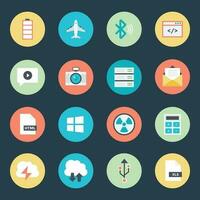 Pack of Flat Style Modern Technology Icons vector