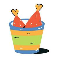 Drumsticks bucket flat icon is ready for premium use vector