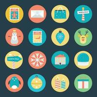 Pack of Christmas Decorations Flat Icons vector